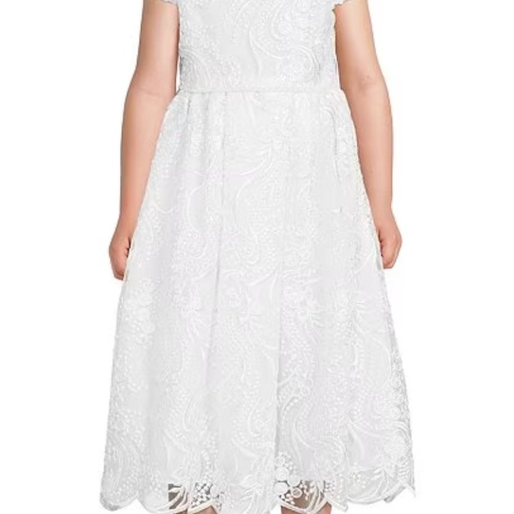 Sweet Kids Big Girls sz 16 Sequin-Embellished Floral-Lace Fit-And-Flare Dress